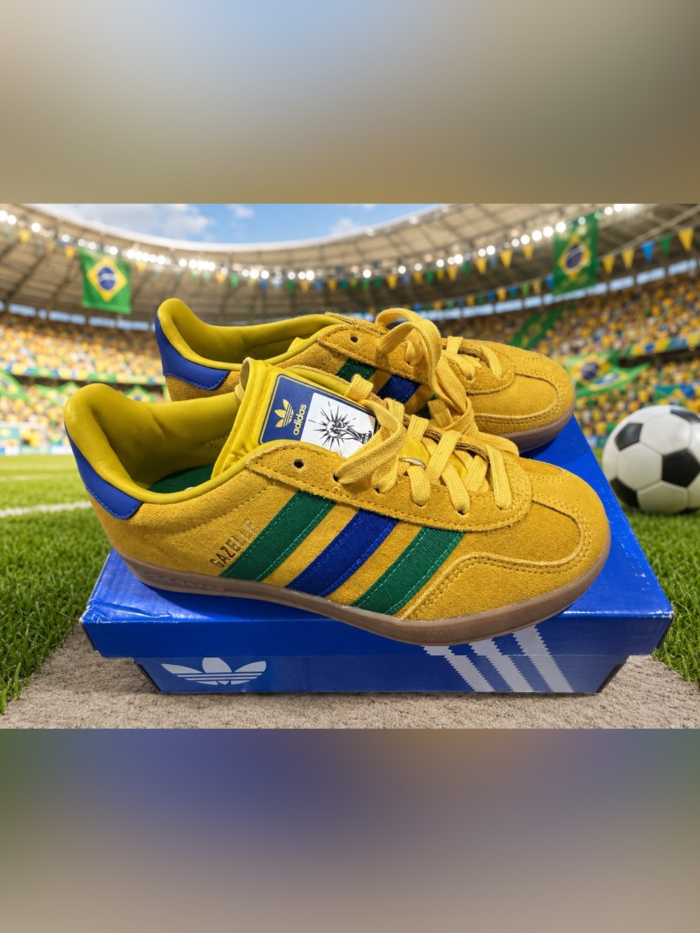Adidas Gazelle Indoor Brazil FIFA World Cup 2026 Big Kid Size 4 New
